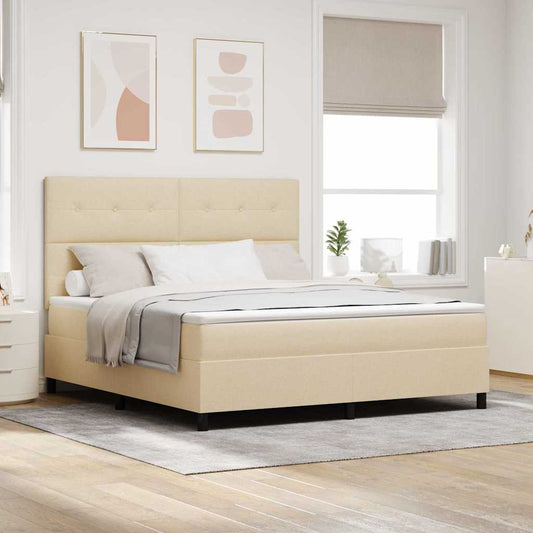 Letto a molle con materasso Crema 180 x 200 cm Tessuto