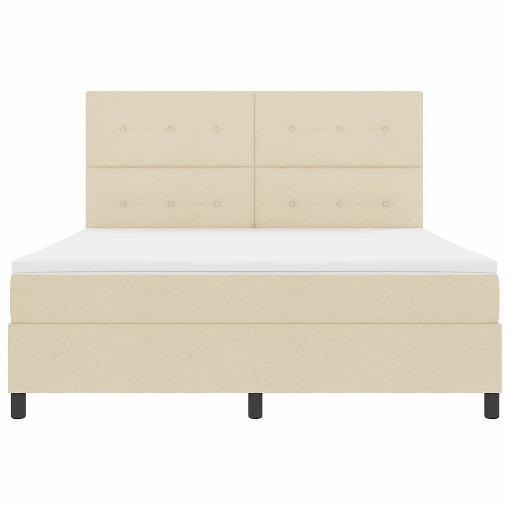 Letto a molle con materasso Crema 180 x 200 cm Tessuto