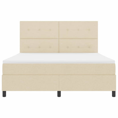Letto a molle con materasso Crema 180 x 200 cm Tessuto