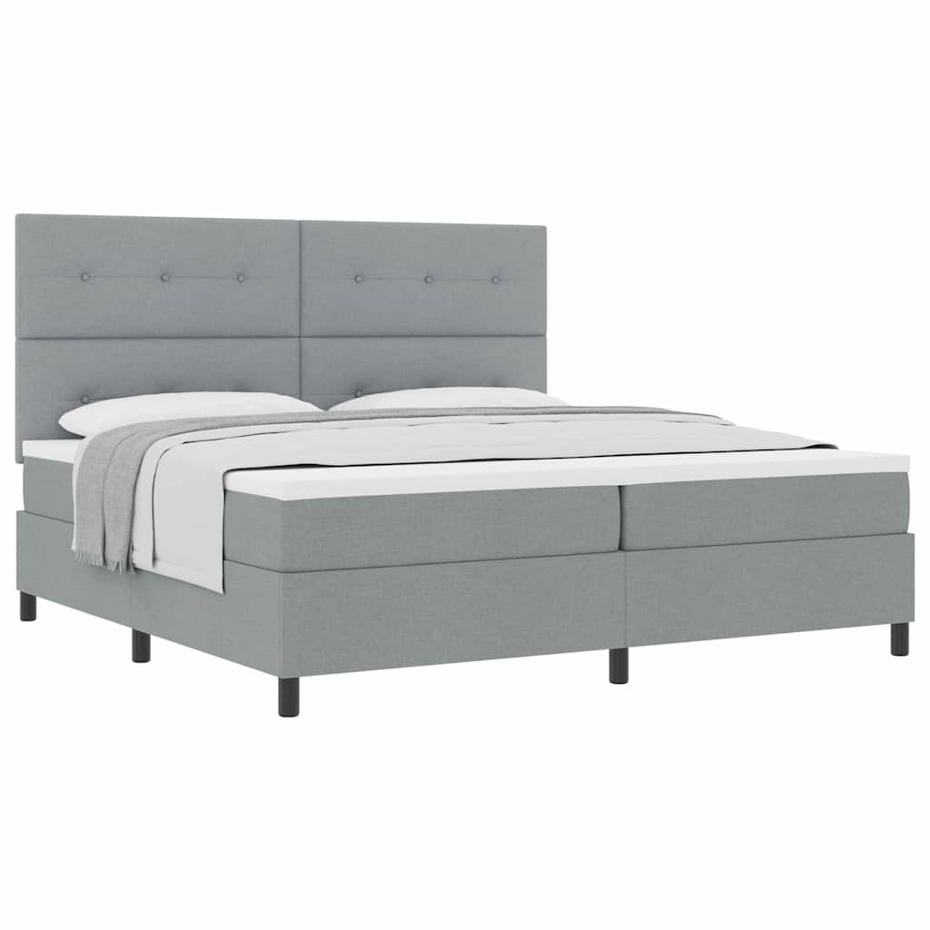 Letto a molle con materasso Grigio chiaro 200 x 200 cm Tessuto