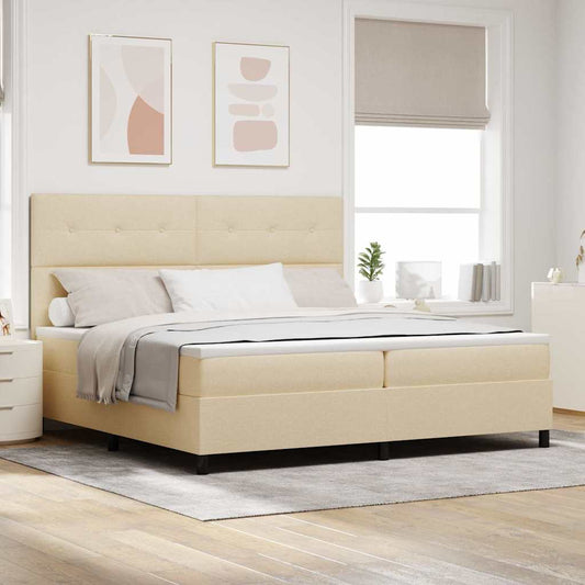 Letto a molle con materasso Crema 200 x 200 cm Tessuto | homemem39