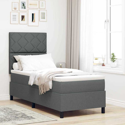 Letto a molle con testiera Grigio scuro 80 x 200 cm Tessuto