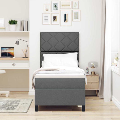 Letto a molle con testiera Grigio scuro 80 x 200 cm Tessuto