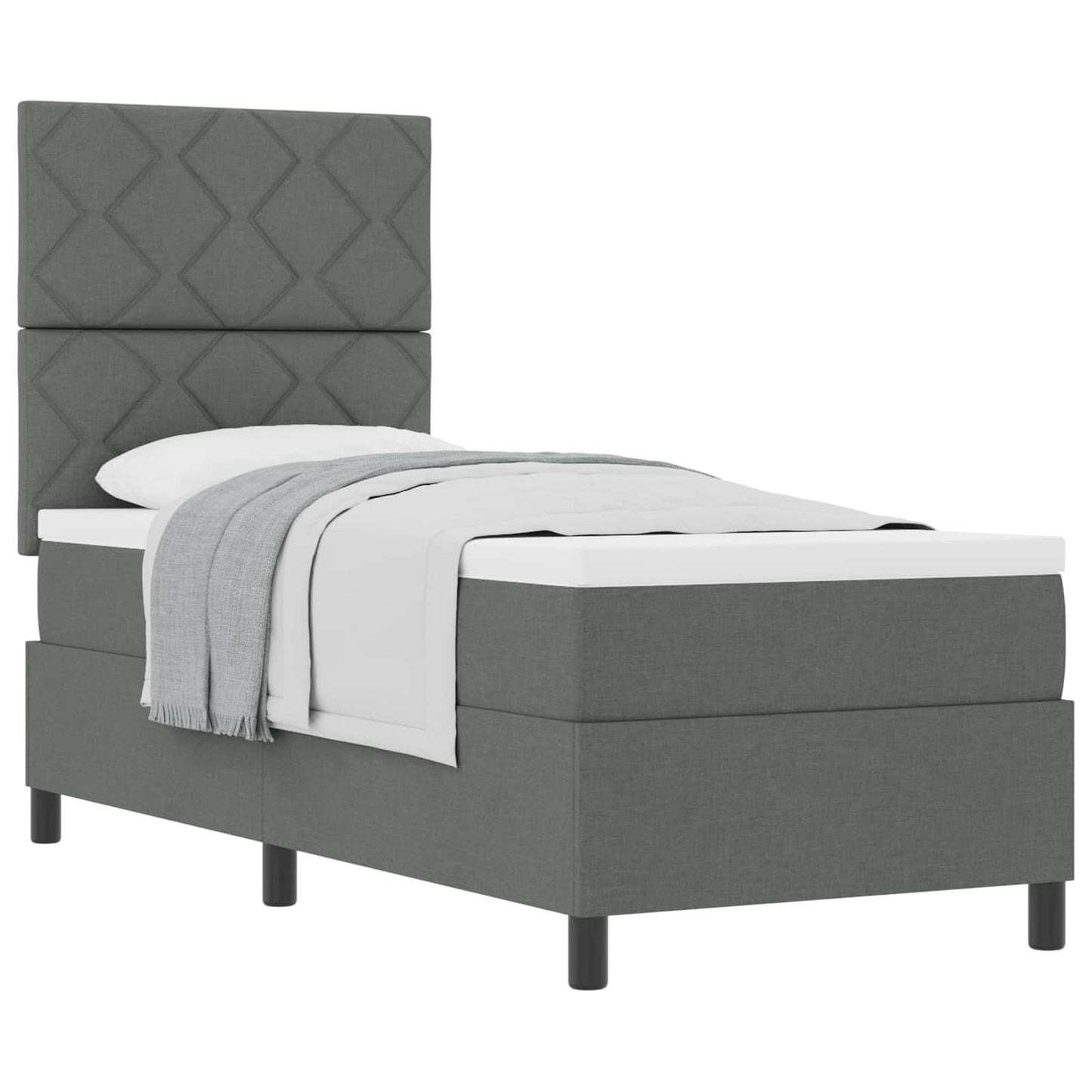 Letto a molle con testiera Grigio scuro 80 x 200 cm Tessuto
