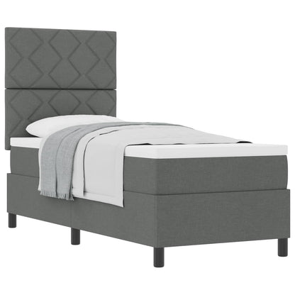 Letto a molle con testiera Grigio scuro 80 x 200 cm Tessuto