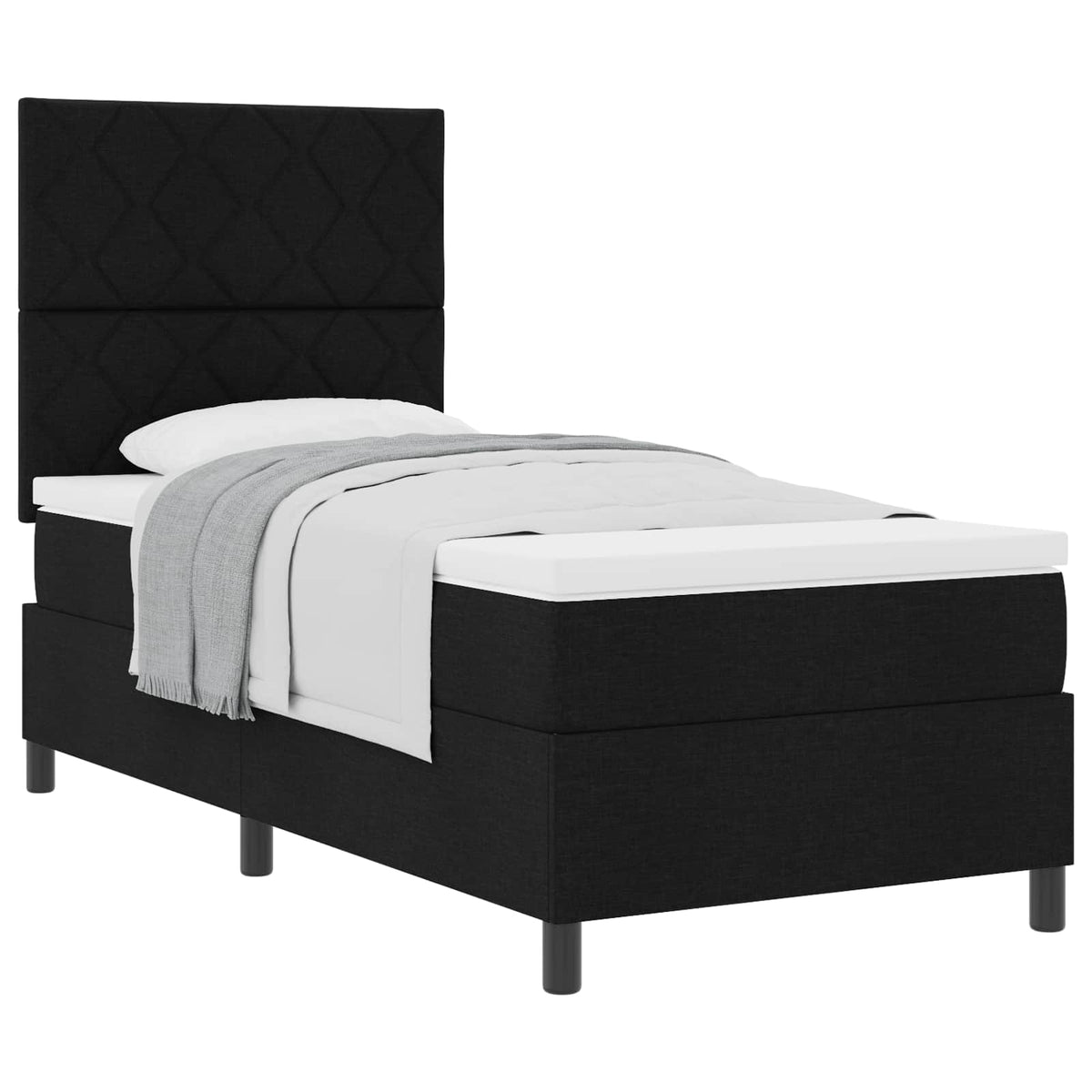 Letto a molle con testiera Nero 90 x 190 cm Tessuto | homemem39