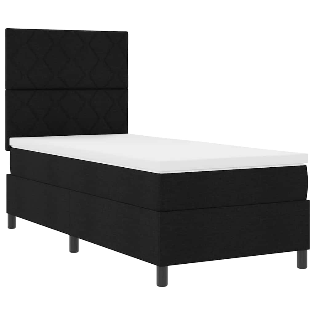 Letto a molle con testiera Nero 90 x 200 cm Tessuto | homemem39