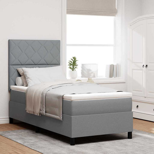 Letto a molle con materasso Grigio chiaro 100 x 200 cm Tessuto