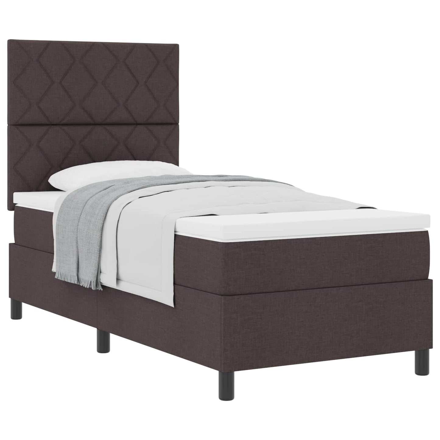 Letto a molle con materasso Marrone Scuro 100 x 200 cm Tessuto