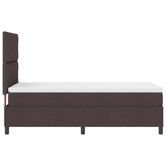 Letto a molle con materasso Marrone scuro 100 x 200 cm Tessuto