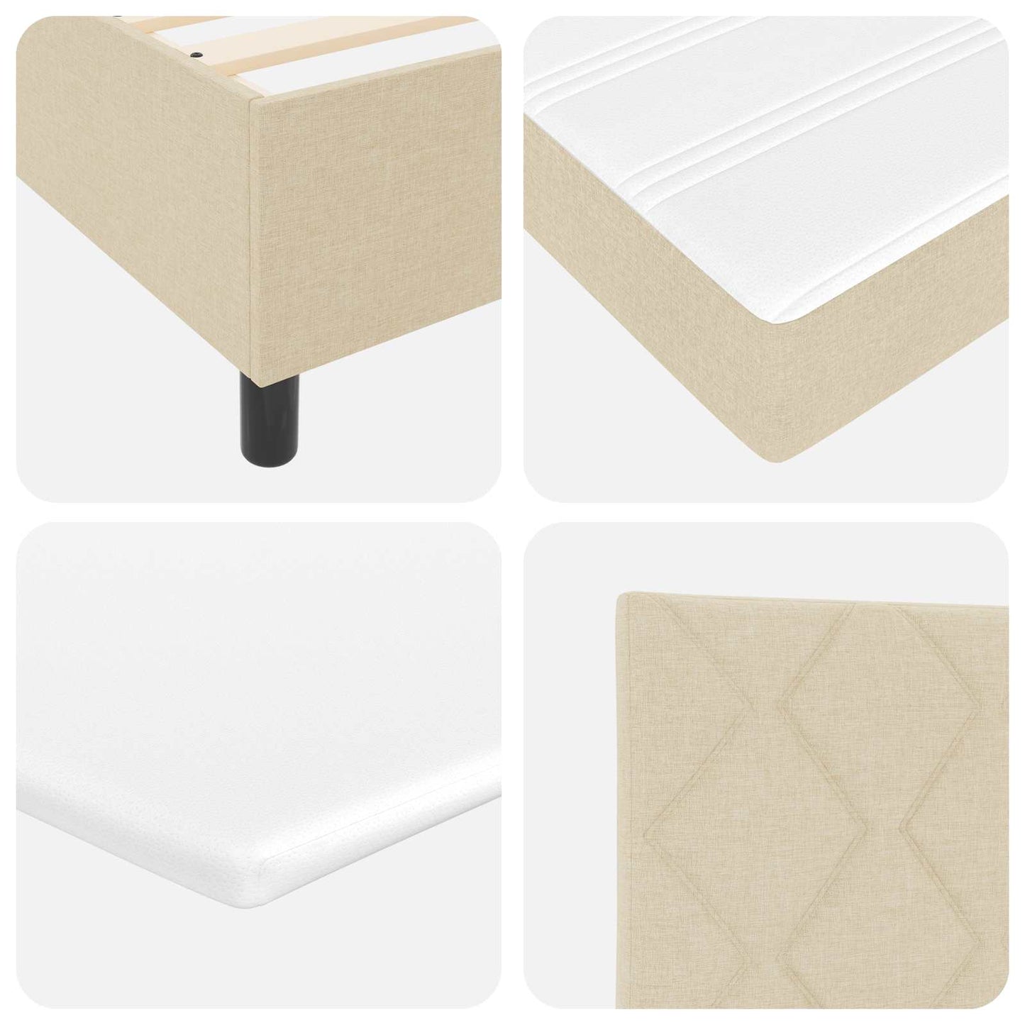 Letto a molle con materasso Crema 100 x 200 cm Tessuto