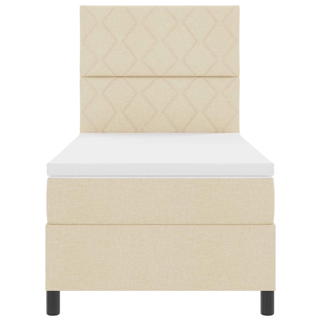 Letto a molle con materasso Crema 100 x 200 cm Tessuto