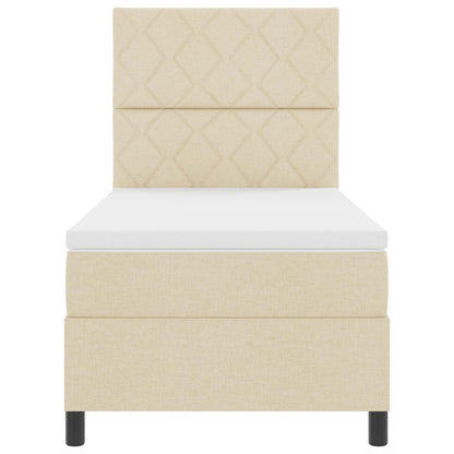 Letto a molle con materasso Crema 100 x 200 cm Tessuto