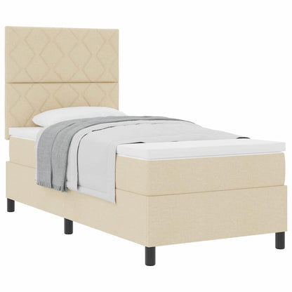 Letto a molle con materasso Crema 100 x 200 cm Tessuto
