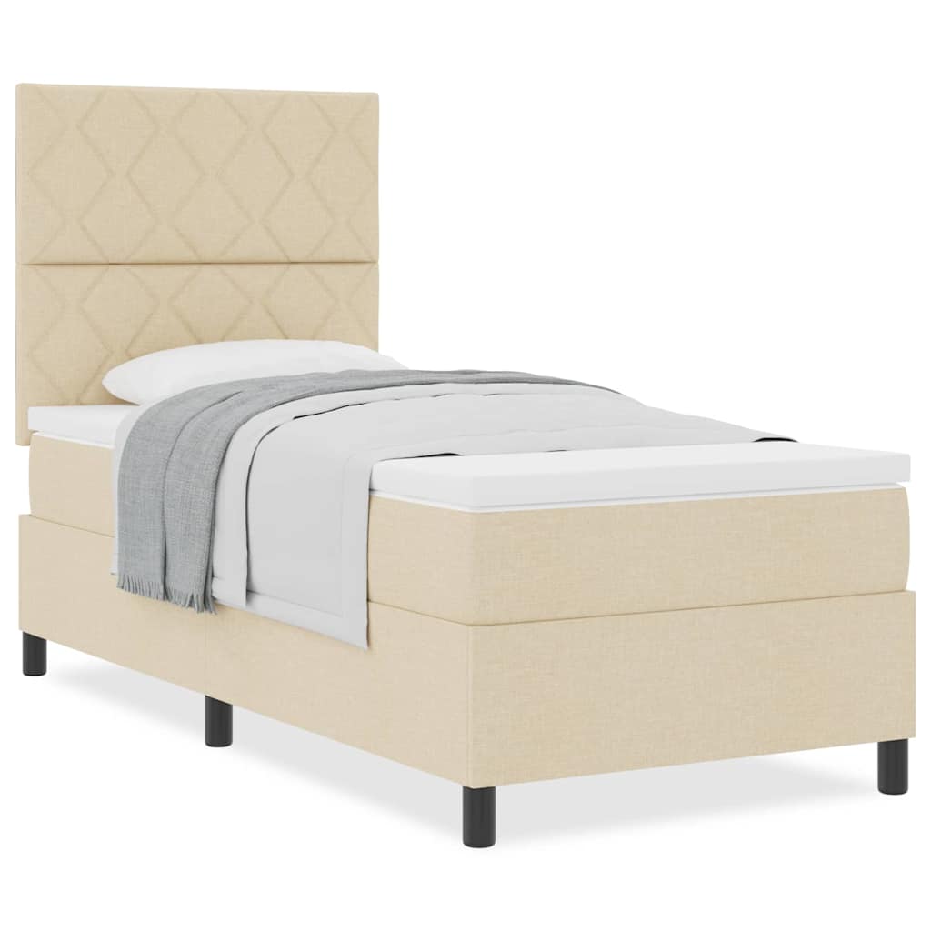 Letto a molle con materasso Crema 100 x 200 cm Tessuto