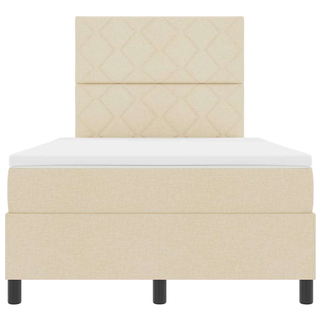 Letto a molle con materasso Crema 120 x 190 cm Tessuto