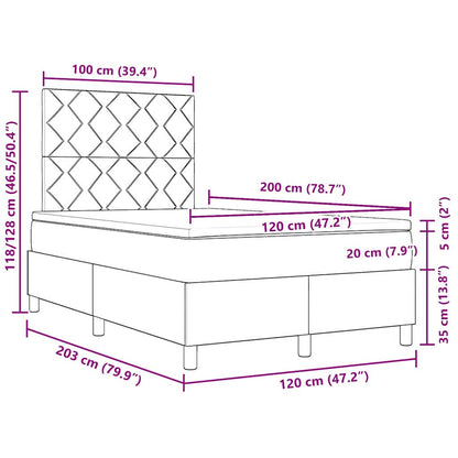 Letto a molle con materasso Marrone scuro 120 x 200 cm Tessuto