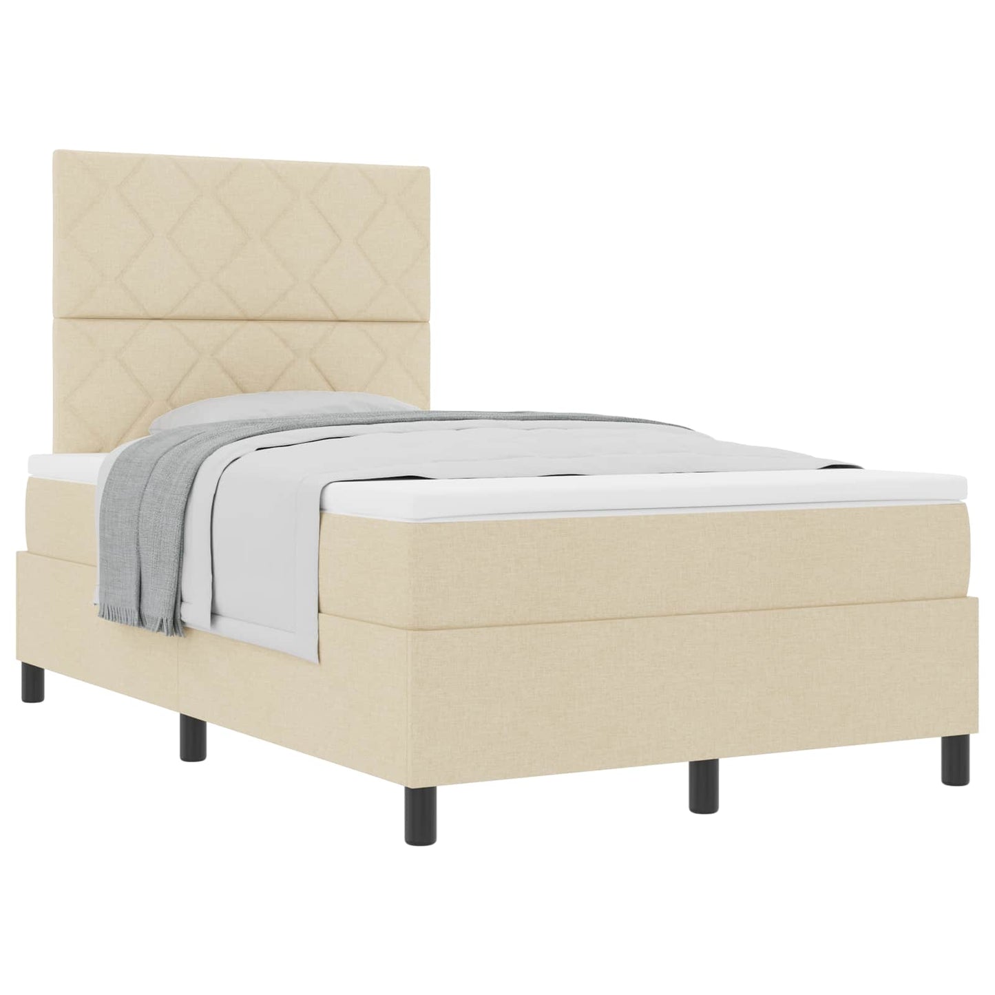 Letto a molle con materasso Crema 120 x 200 cm Tessuto