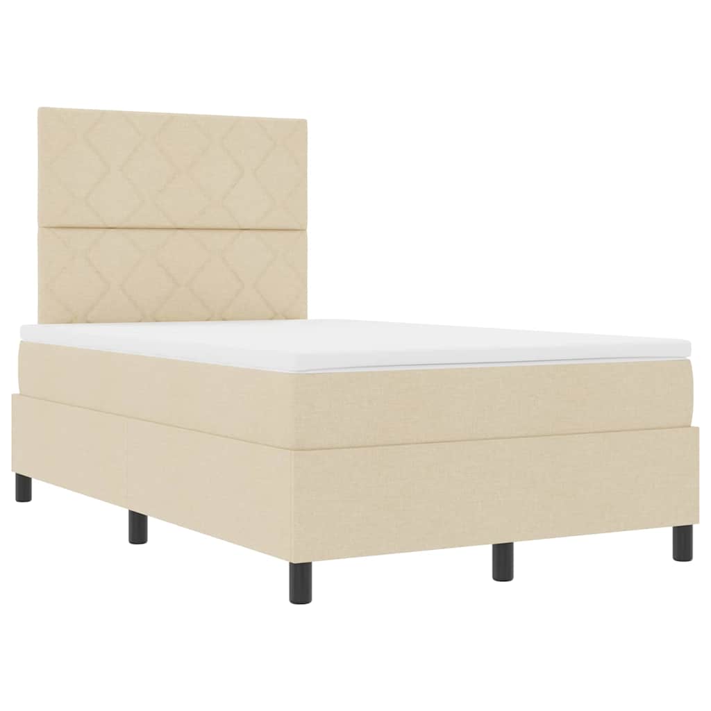 Letto a molle con materasso Crema 120 x 200 cm Tessuto