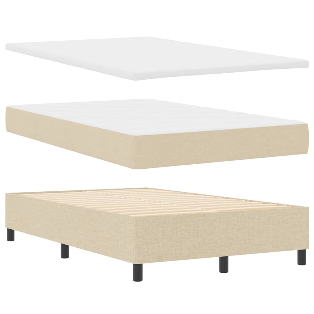 Letto a molle con materasso Crema 120 x 200 cm Tessuto