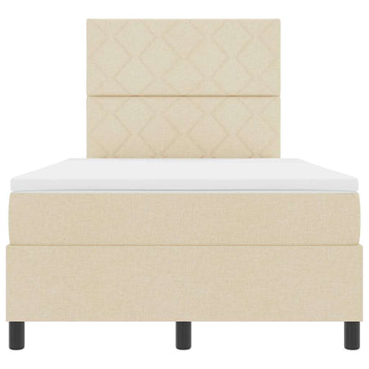 Letto a molle con materasso Crema 120 x 200 cm Tessuto
