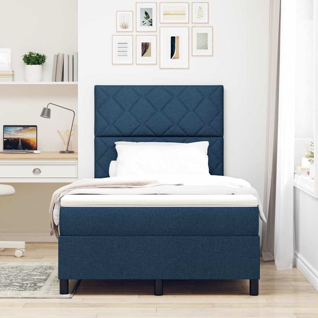 Letto a molle con materasso Blu 120 x 200 cm Tessuto