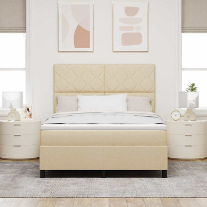 Letto a molle con testiera Crema 140 x 190 cm Tessuto