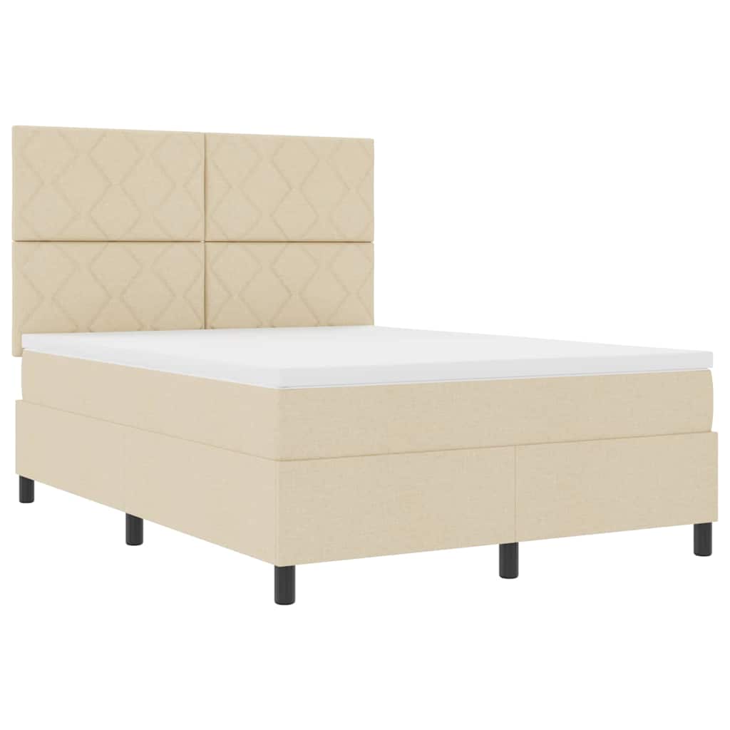 Letto a molle con testiera Crema 140 x 190 cm Tessuto | homemem39