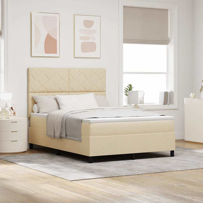 Letto a molle con testiera Crema 140 x 200 cm Tessuto
