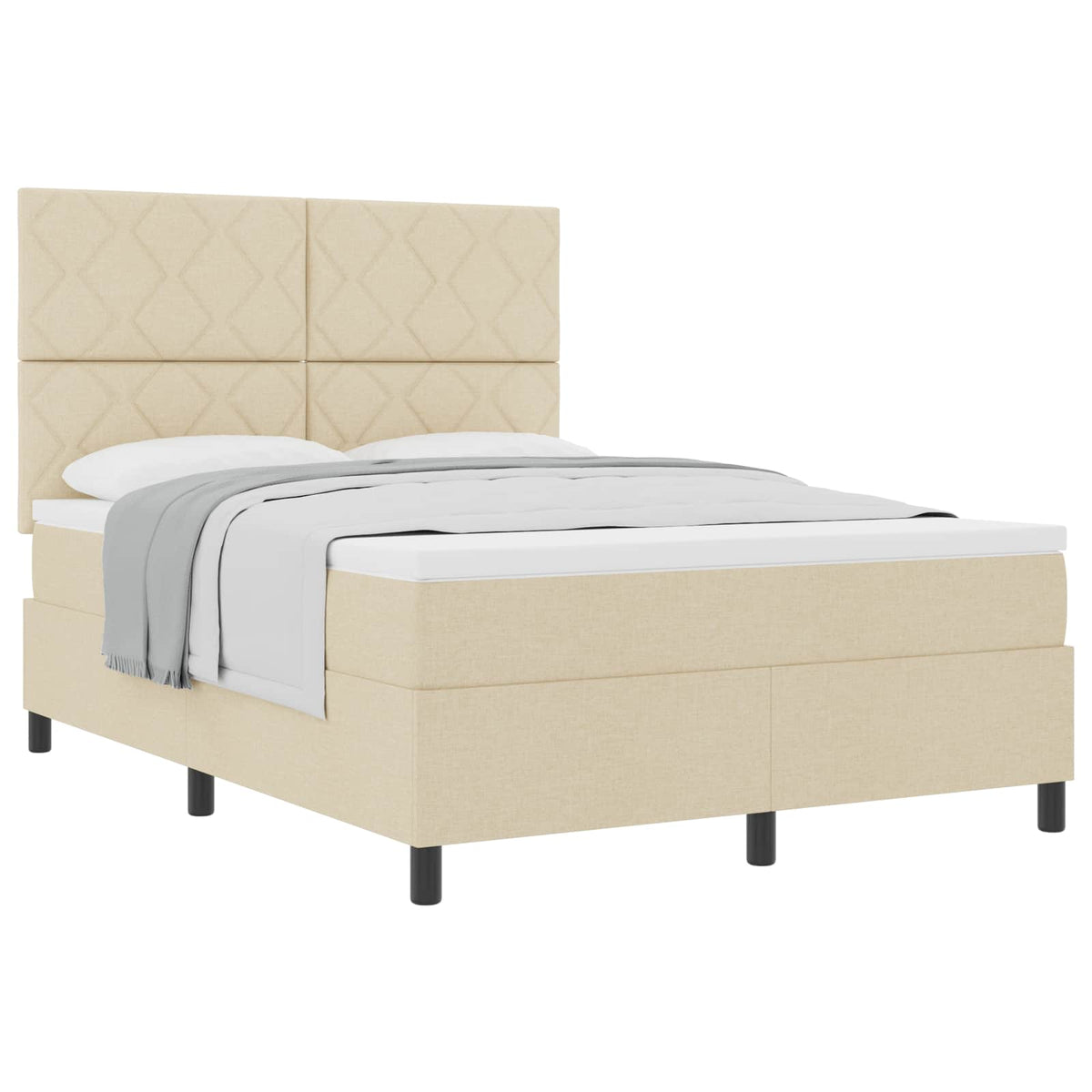 Letto a molle con testiera Crema 140 x 200 cm Tessuto | homemem39