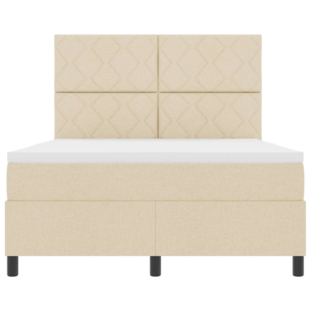 Letto a molle con testiera Crema 140 x 200 cm Tessuto | homemem39