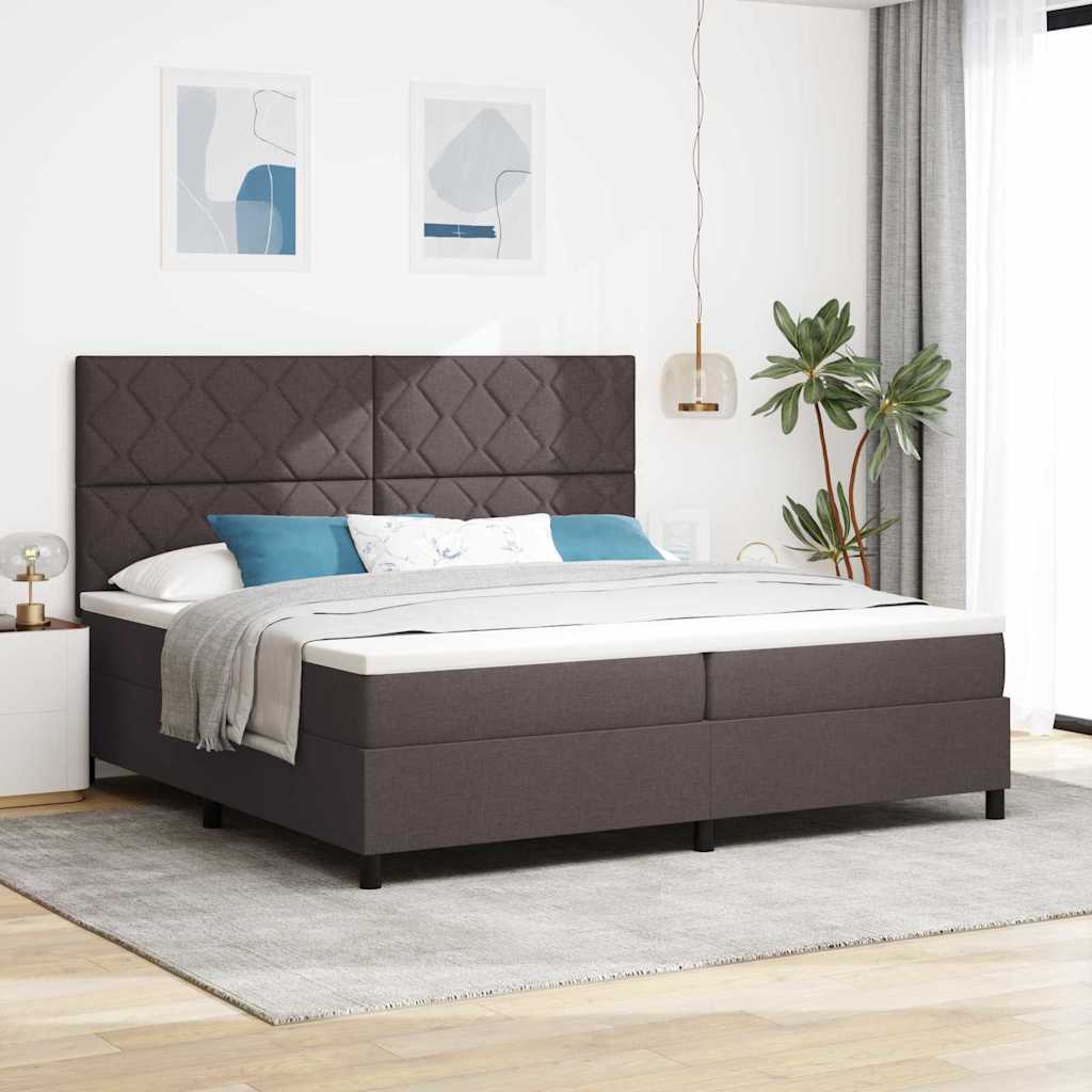 Letto a molle con materasso Marrone Scuro 200 x 200 cm Tessuto | homemem39
