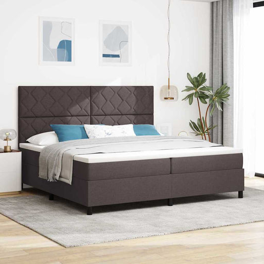 Letto a molle con materasso Marrone Scuro 200 x 200 cm Tessuto | homemem39