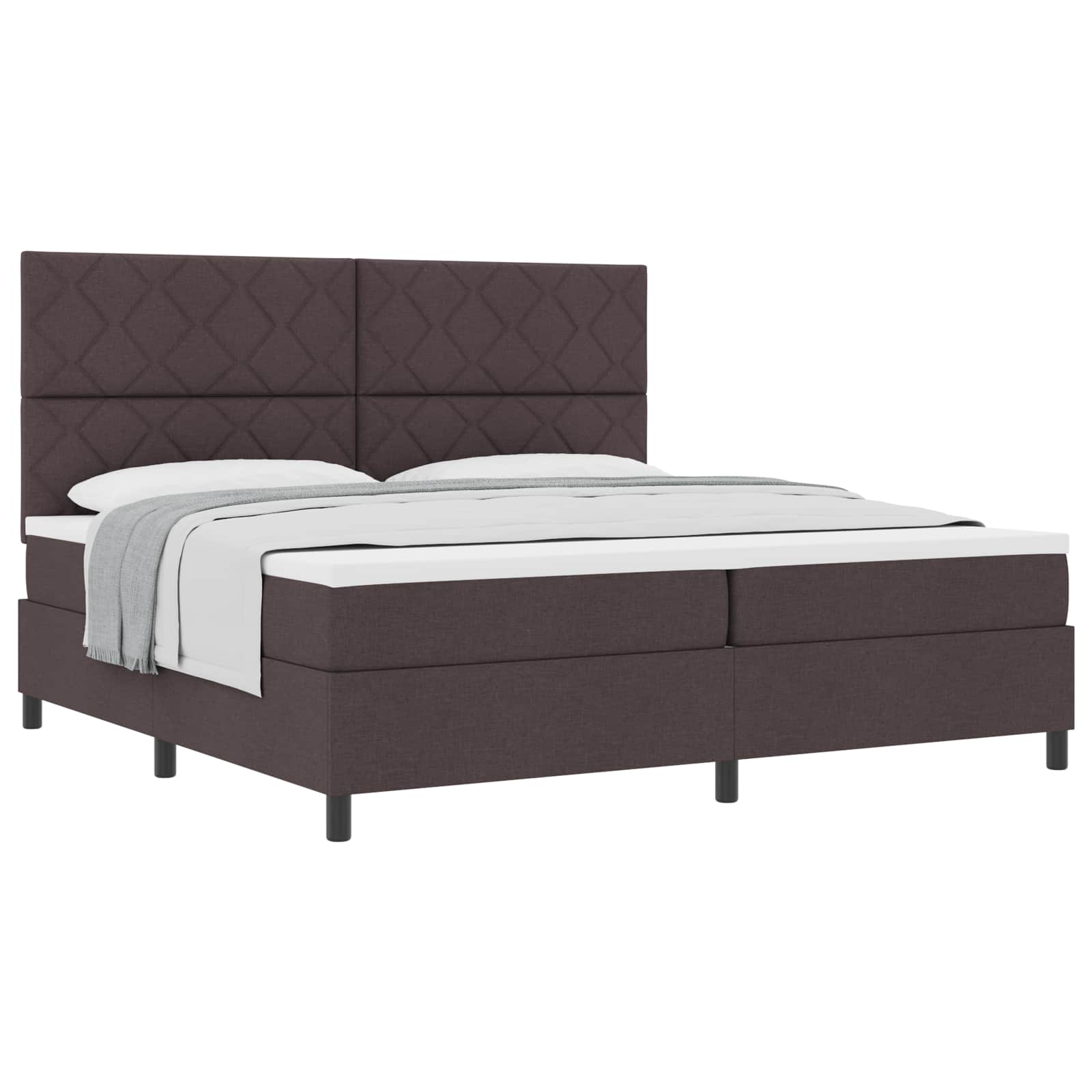Letto a molle con materasso Marrone Scuro 200 x 200 cm Tessuto | homemem39