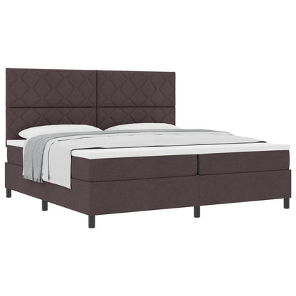 Letto a molle con materasso Marrone Scuro 200 x 200 cm Tessuto | homemem39