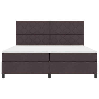 Letto a molle con materasso Marrone Scuro 200 x 200 cm Tessuto | homemem39