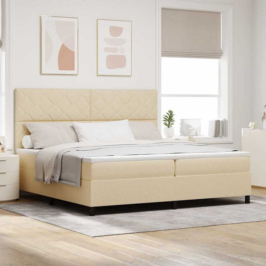 Letto a molle con materasso Crema 200 x 200 cm Tessuto | homemem39