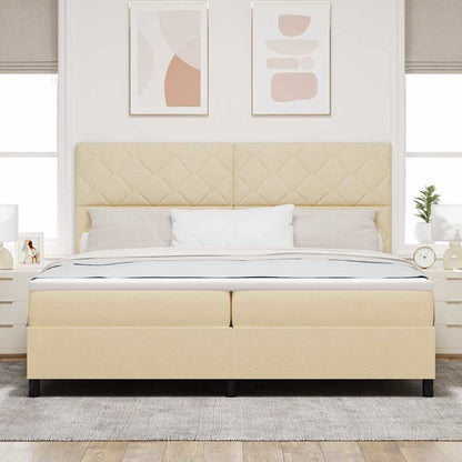 Letto a molle con materasso Crema 200 x 200 cm Tessuto | homemem39