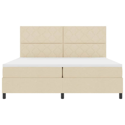 Letto a molle con materasso Crema 200 x 200 cm Tessuto | homemem39
