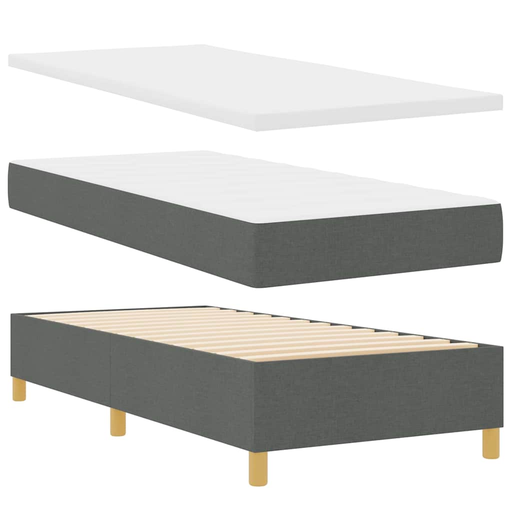 Letto a molle con materasso Grigio scuro 90 x 190 cm Tessuto | homemem39