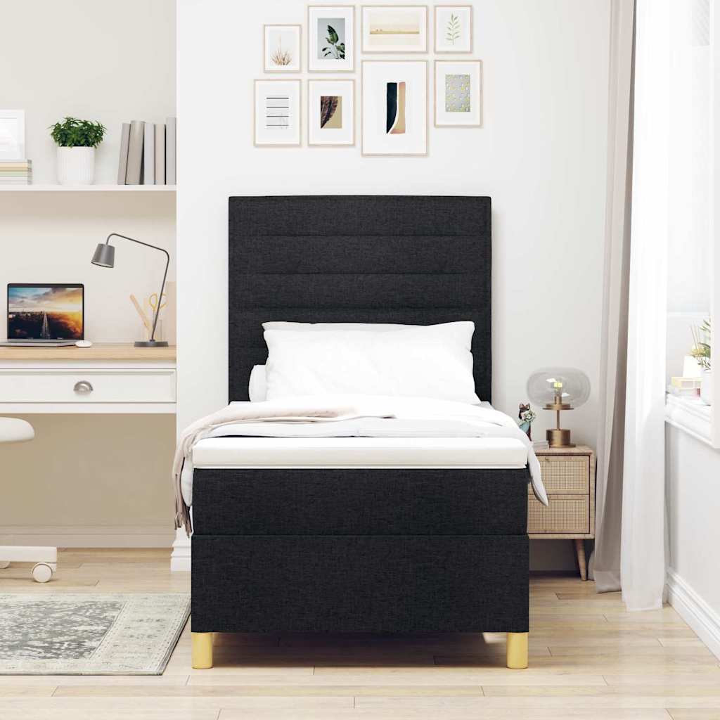 Letto a molle con materasso Nero 90 x 190 cm Tessuto | homemem39