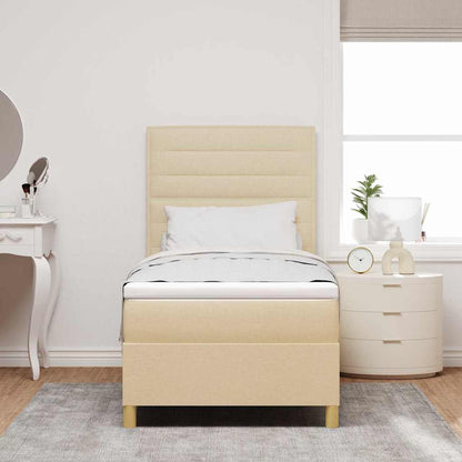Letto a molle con materasso Crema 90 x 190 cm Tessuto