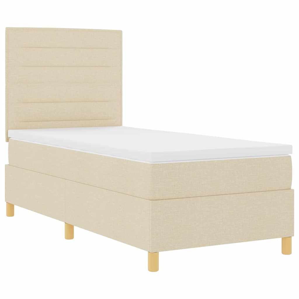 Letto a molle con materasso Crema 90 x 190 cm Tessuto | homemem39