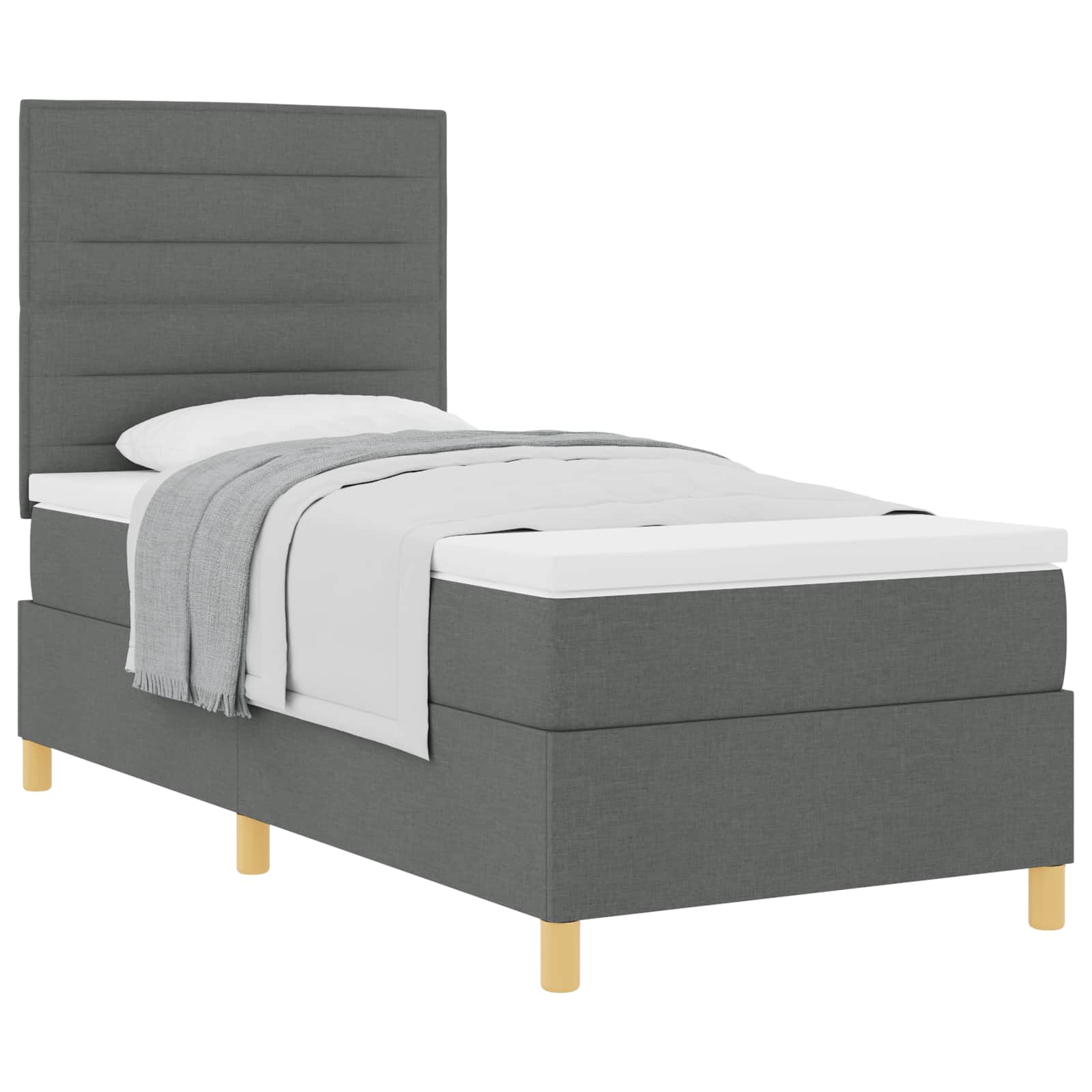 Letto a molle con materasso Grigio scuro 90 x 200 cm Tessuto | homemem39