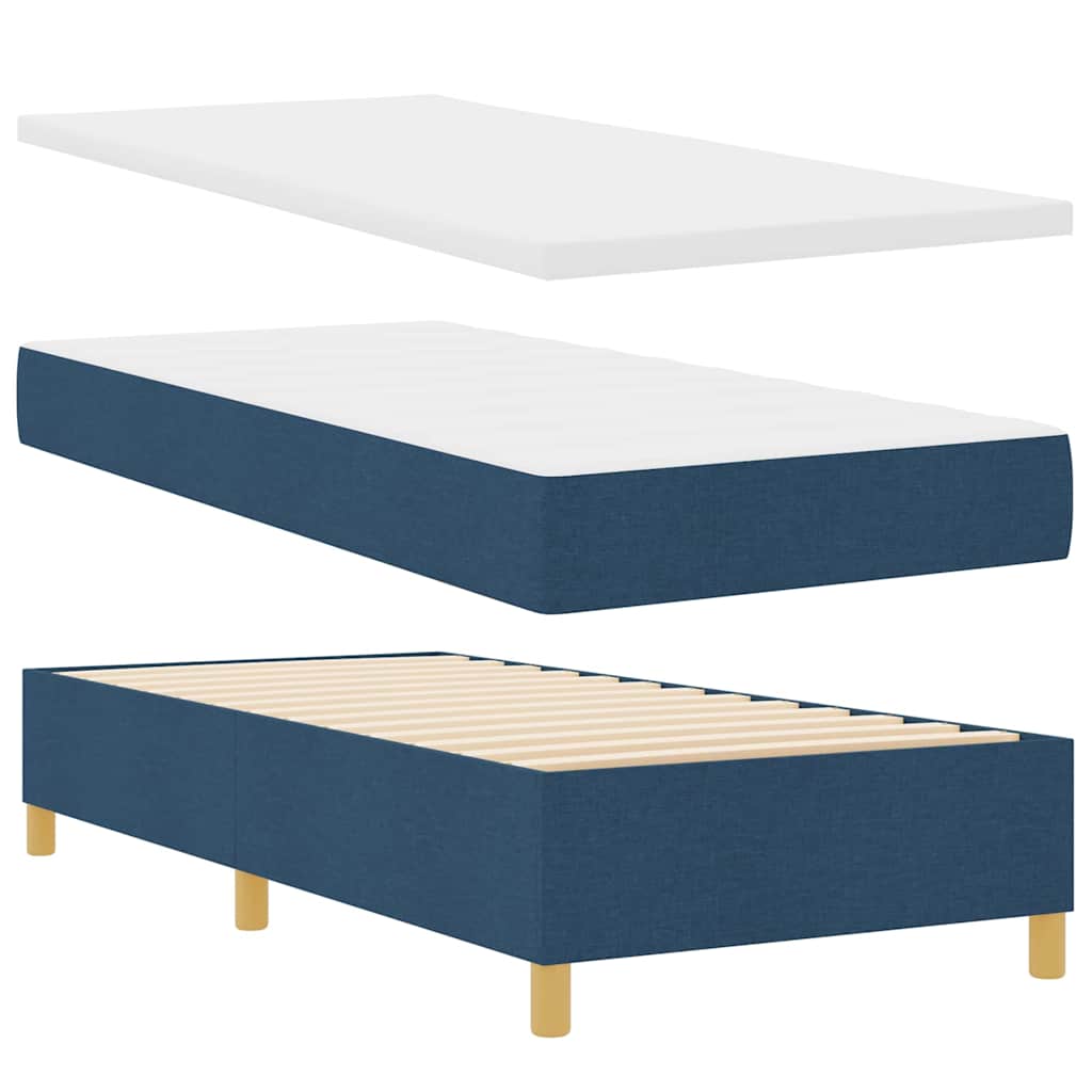Letto a molle con materasso Blu 90 x 200 cm Tessuto