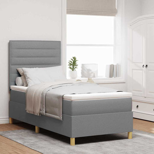 Letto a molle con materasso Grigio chiaro 100 x 200 cm Tessuto