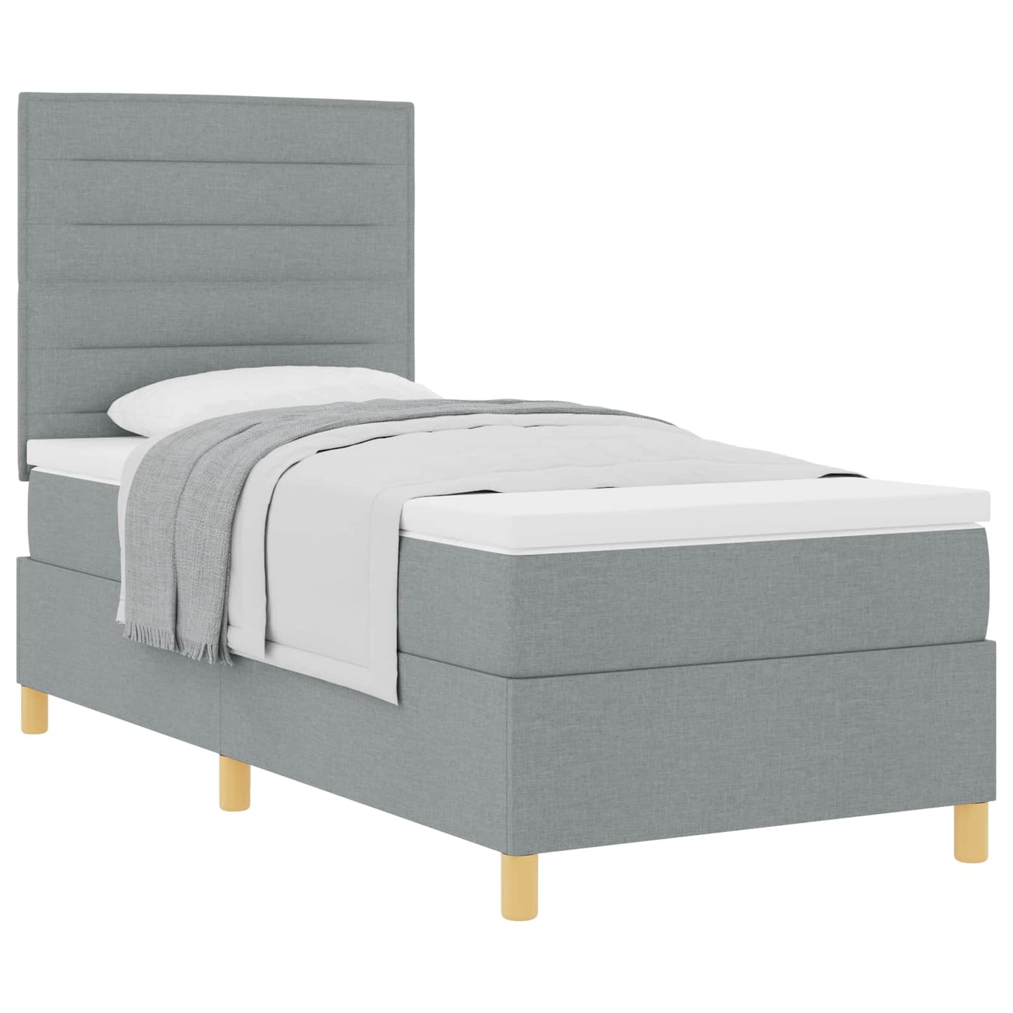 Letto a molle con materasso Grigio chiaro 100 x 200 cm Tessuto | homemem39