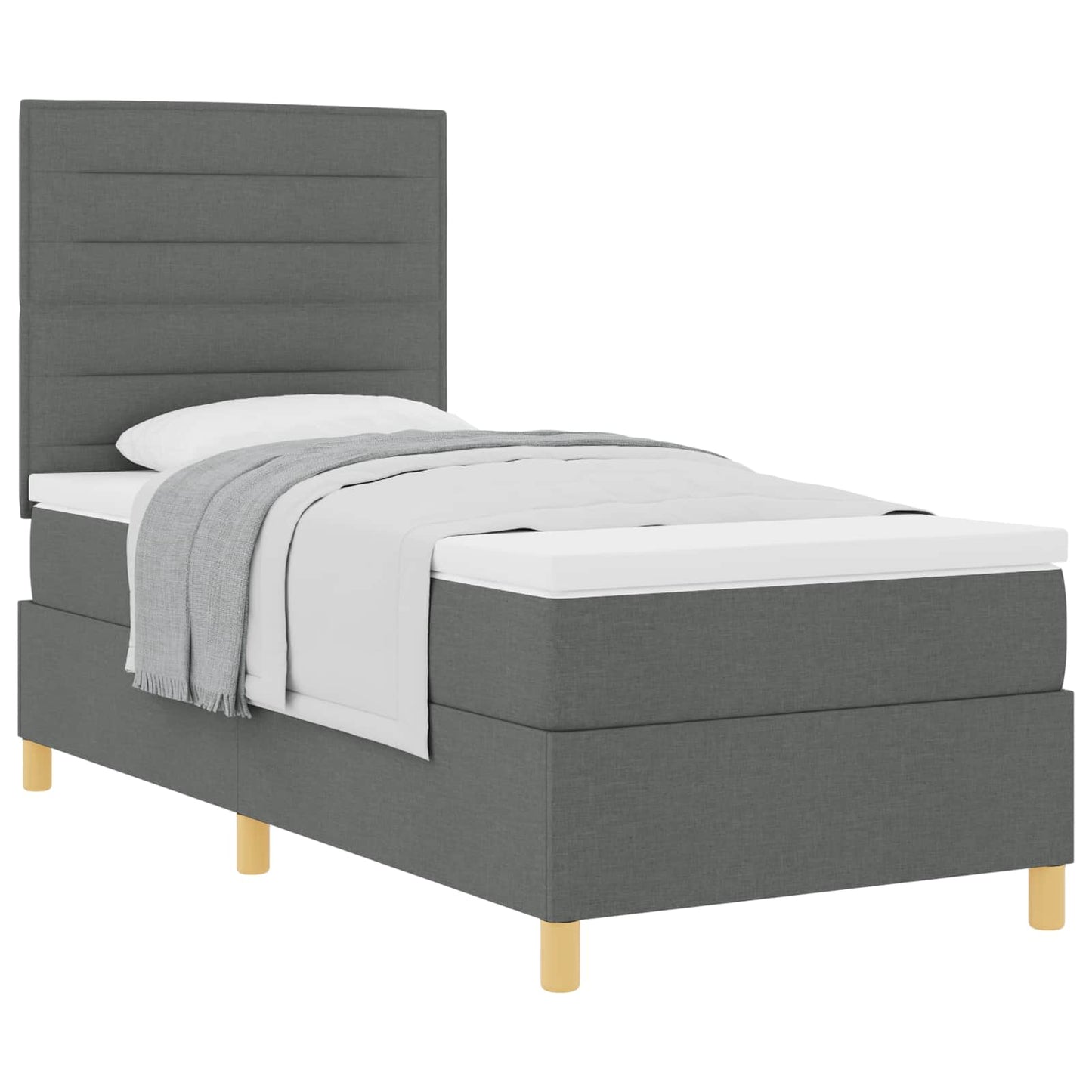 Letto a molle con materasso Grigio scuro 100 x 200 cm Tessuto | homemem39