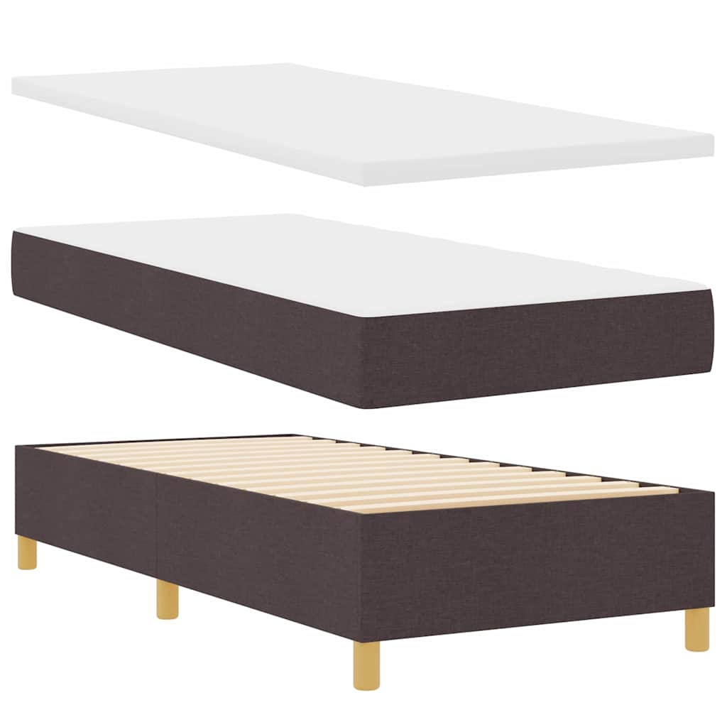 Letto a molle con materasso Marrone Scuro 100 x 200 cm Tessuto | homemem39