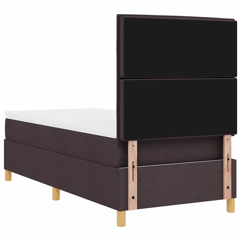 Letto a molle con materasso Marrone Scuro 100 x 200 cm Tessuto | homemem39